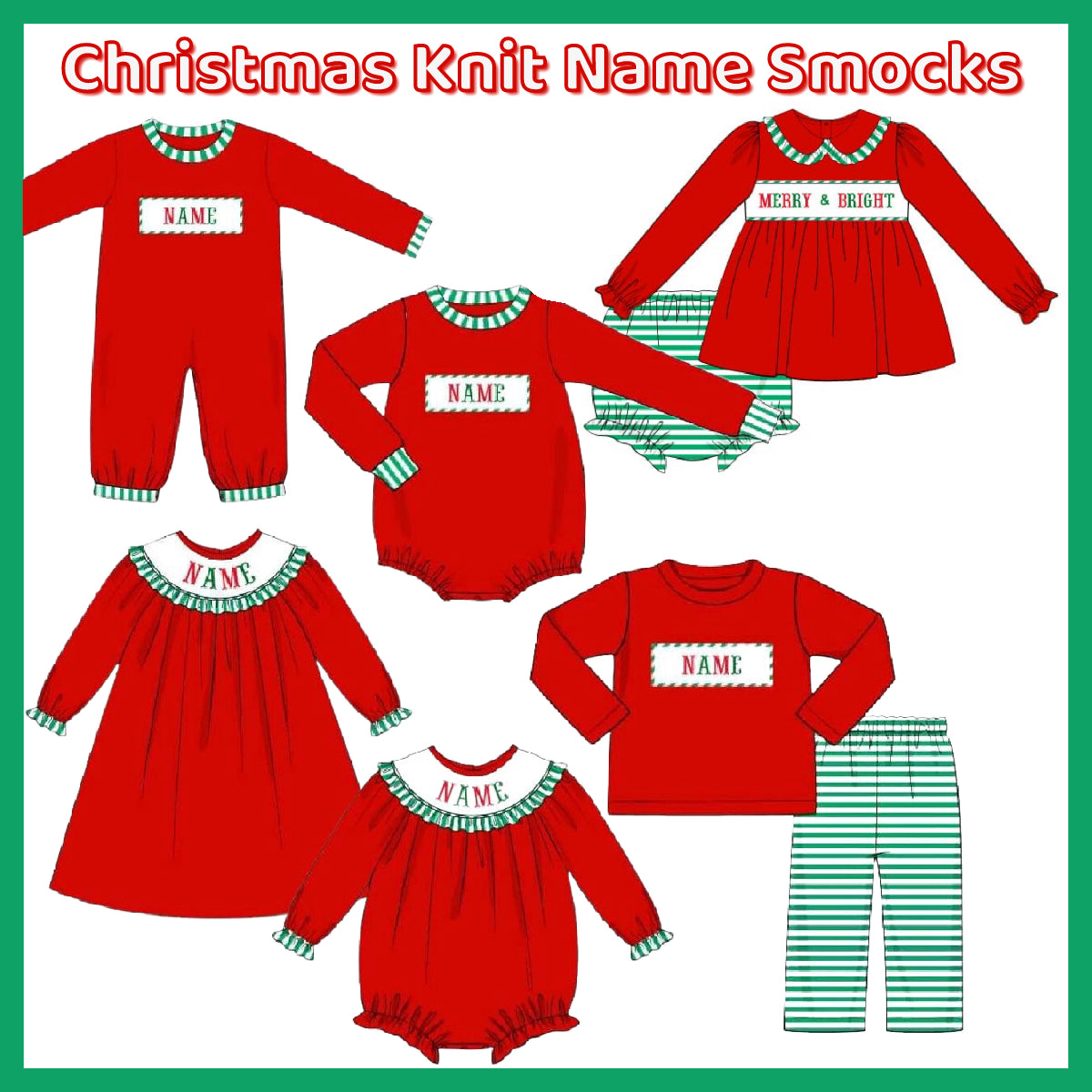 PO 92 RED/GREEN NAME SMOCKS COLLECTION