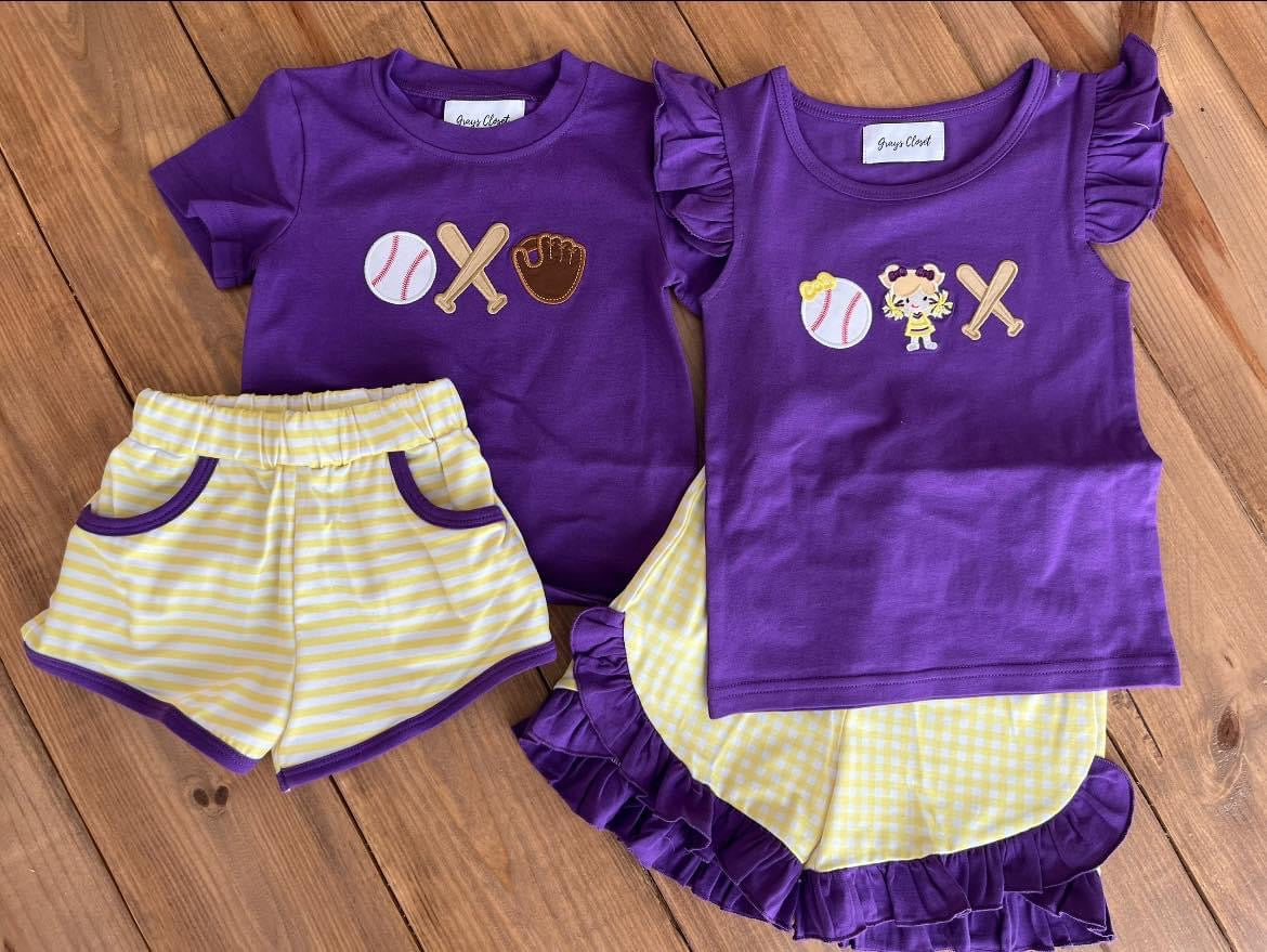 Purple Baseball Trio