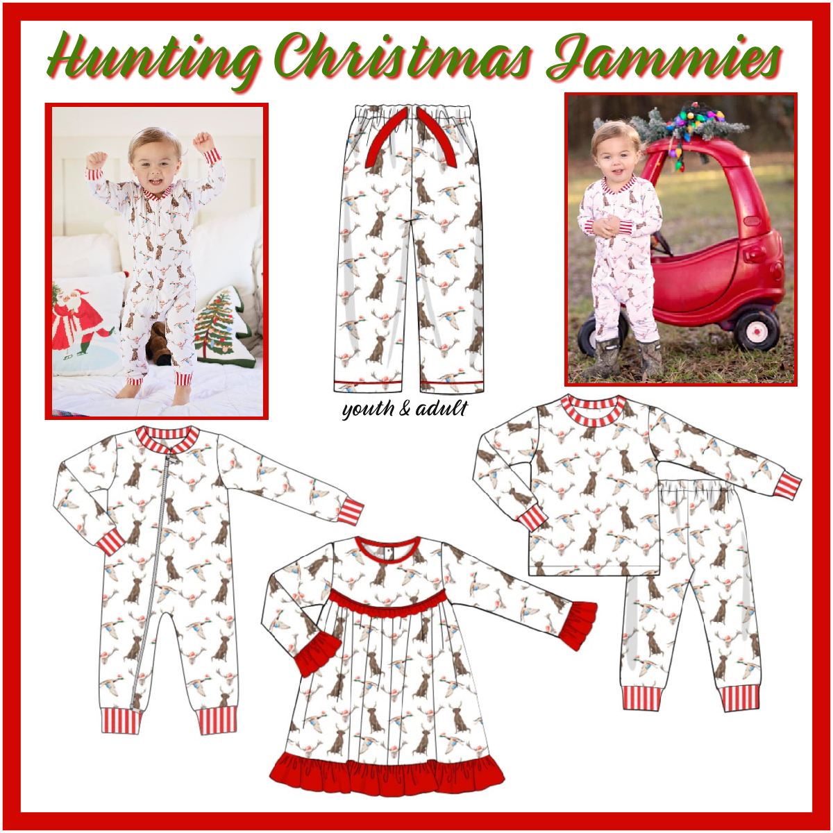 PO 92 KIDS HUNTING CHRISTMAS JAMMIES