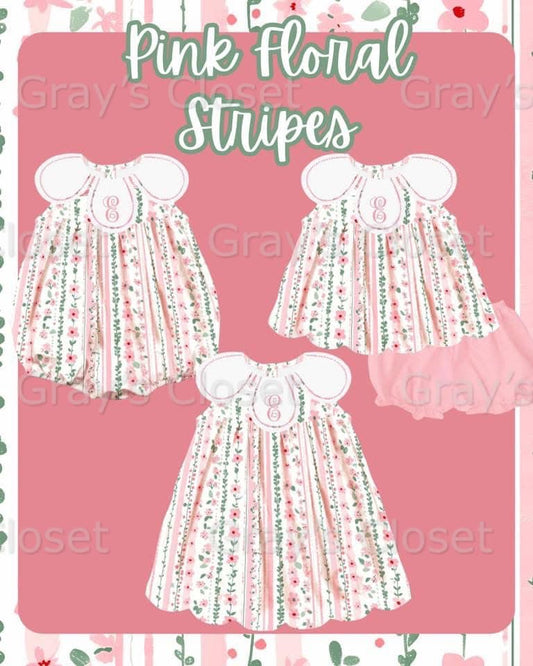 Pink Floral Stripes