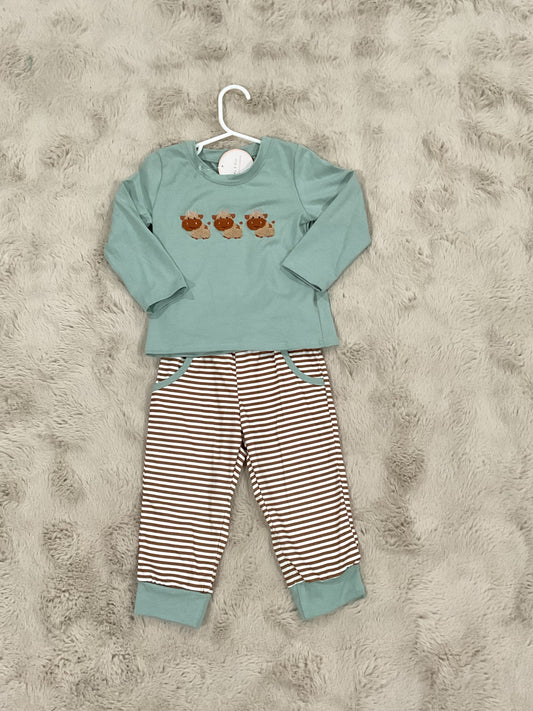 Green French Knot Cows set