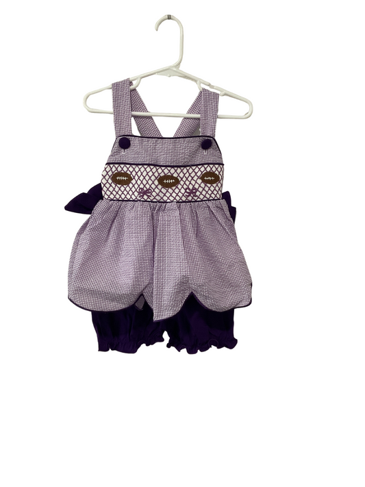 Purple Smocked Football Bloomer set