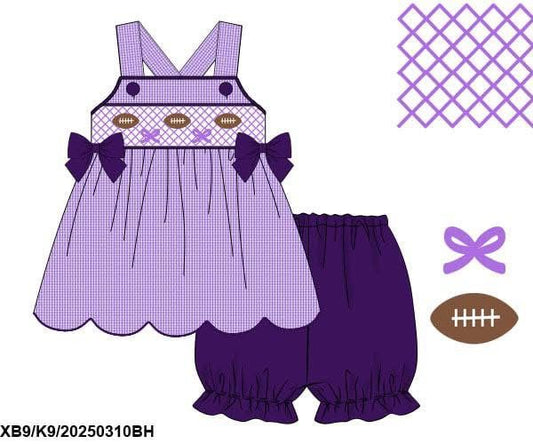 Purple Smocked Football Bloomer set