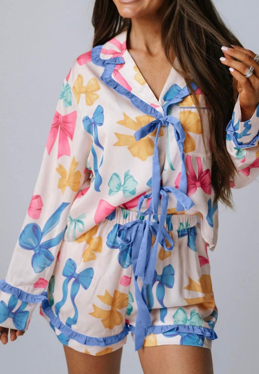 Satin Sweet Bow Frill Jammies set