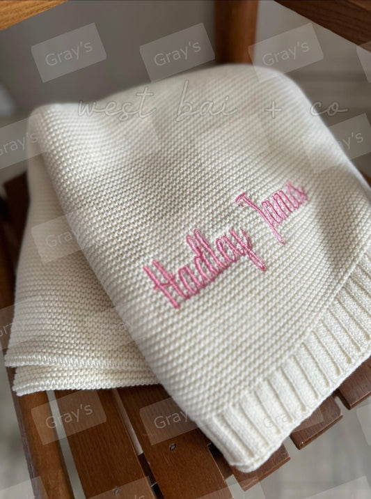 Custom Name Knit Blanket