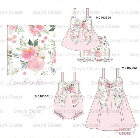 Pink bow floral print strap collection