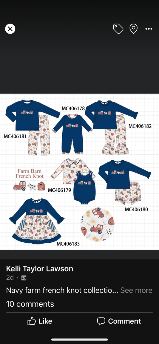 Navy farm french knot collection