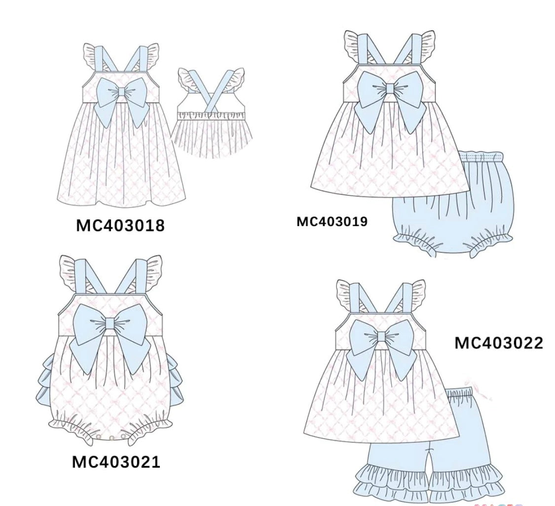 Pink bow ruffle smocked collection