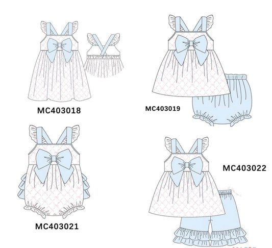 Pink bow ruffle smocked collection