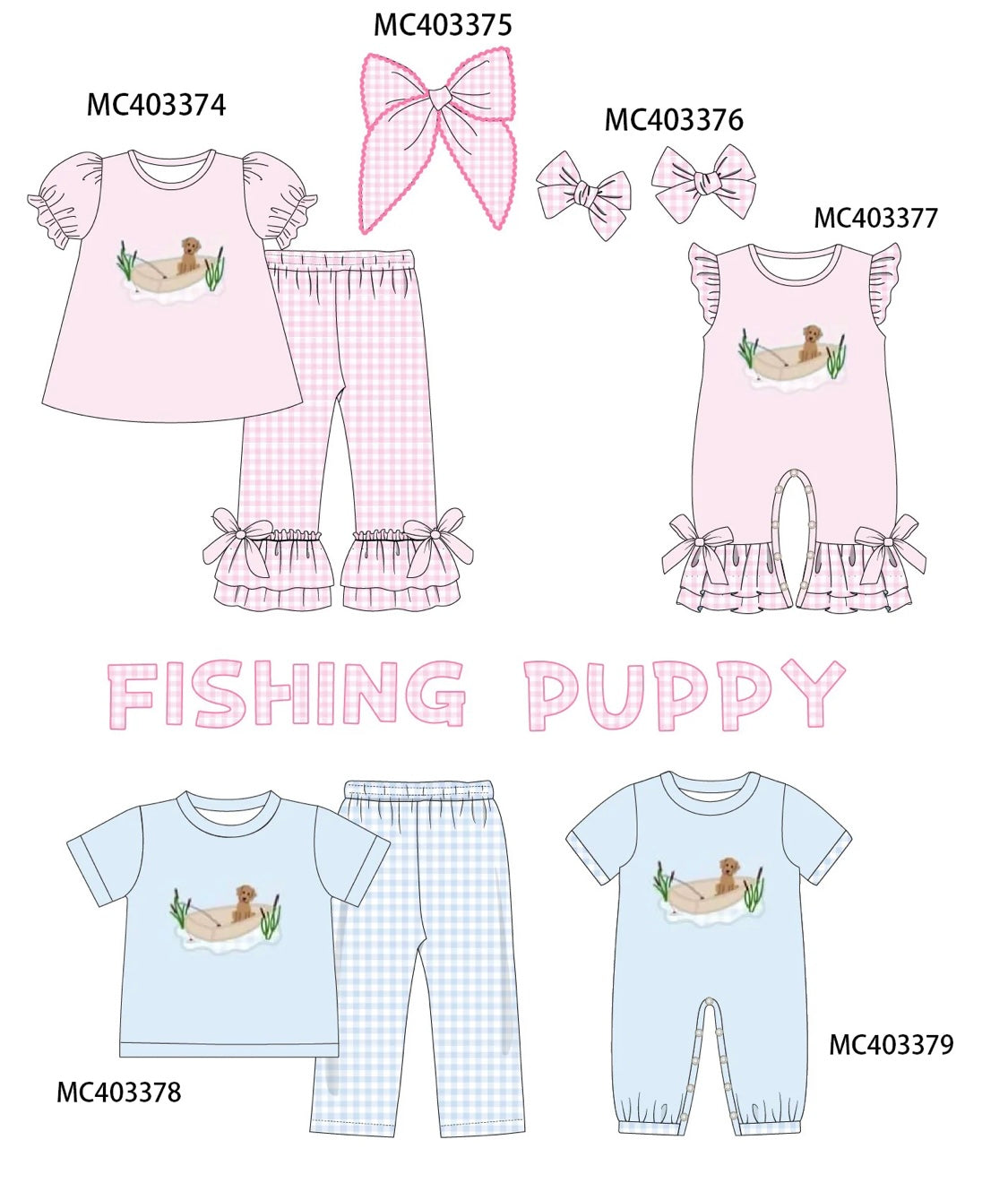 Fishing puppy applique collection