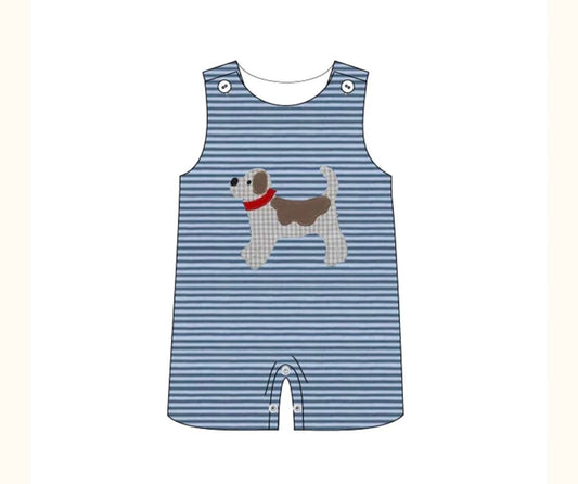 Navy puppy applique stripe collection