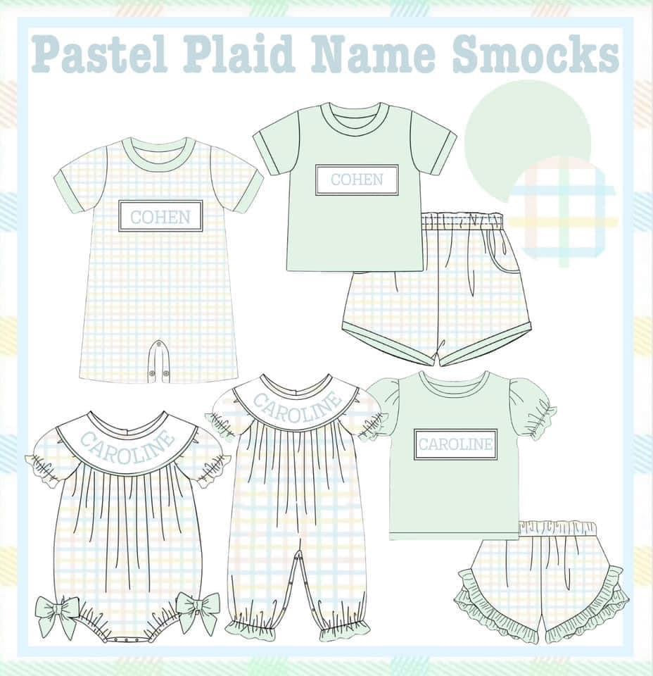 Pastel Plaid Name Smock