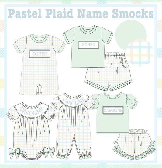 Pastel Plaid Name Smock