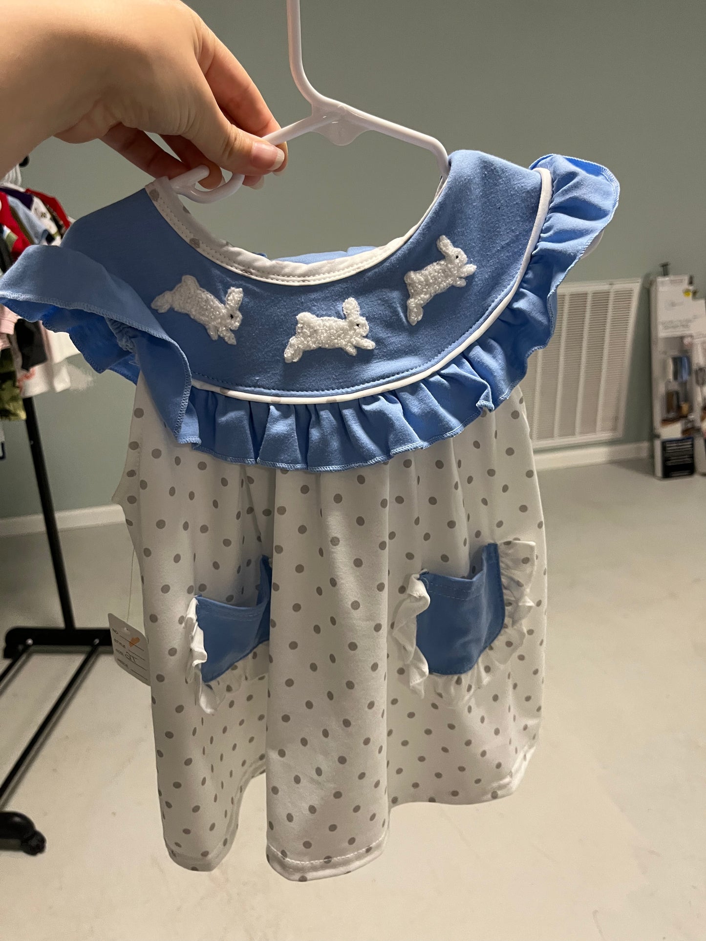 Blue Polka Dot Rabbit Pant Set