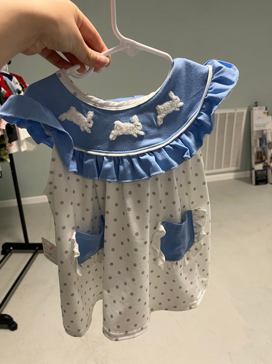 Blue Polka Dot Rabbit Pant Set