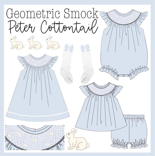 Geometric Smocked Peter Cottontail