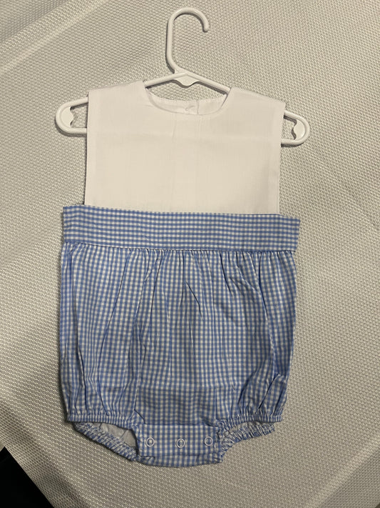 White Top Blue Gingham Bubble