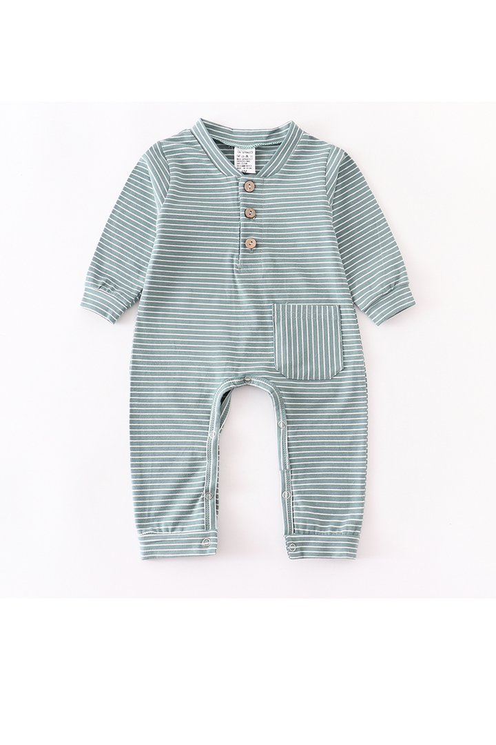 Green Stripe Romper