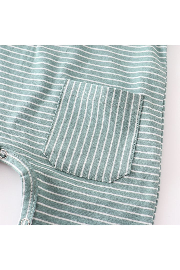 Green Stripe Romper